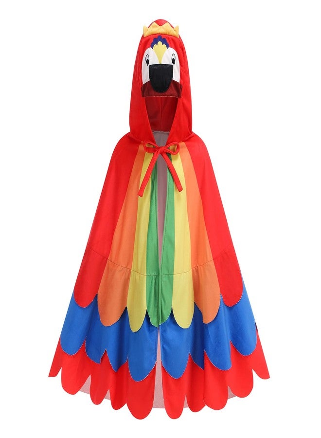 HAPNBCELE Parrot Costume for Kids, Rainbow Bird Wings Shawl Dress Up Cute Animal Cape Role Play Halloween Party for Boy Girl (29.52Inch/75cm, Red) - Image 1